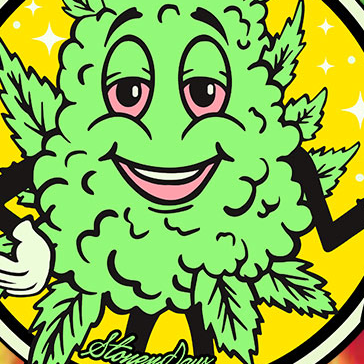 StonerDays Stay Chill T-shirt with a smiling cannabis leaf design in rainbow tie-dye