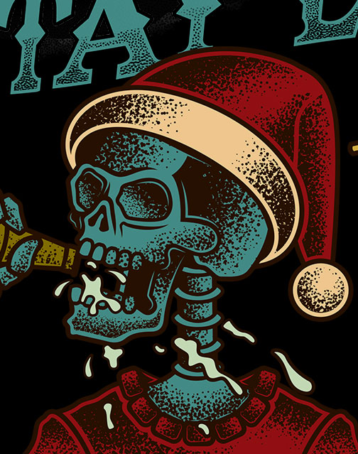 StonerDays Stay Lit Long Sleeve shirt design close-up with festive skeleton graphic