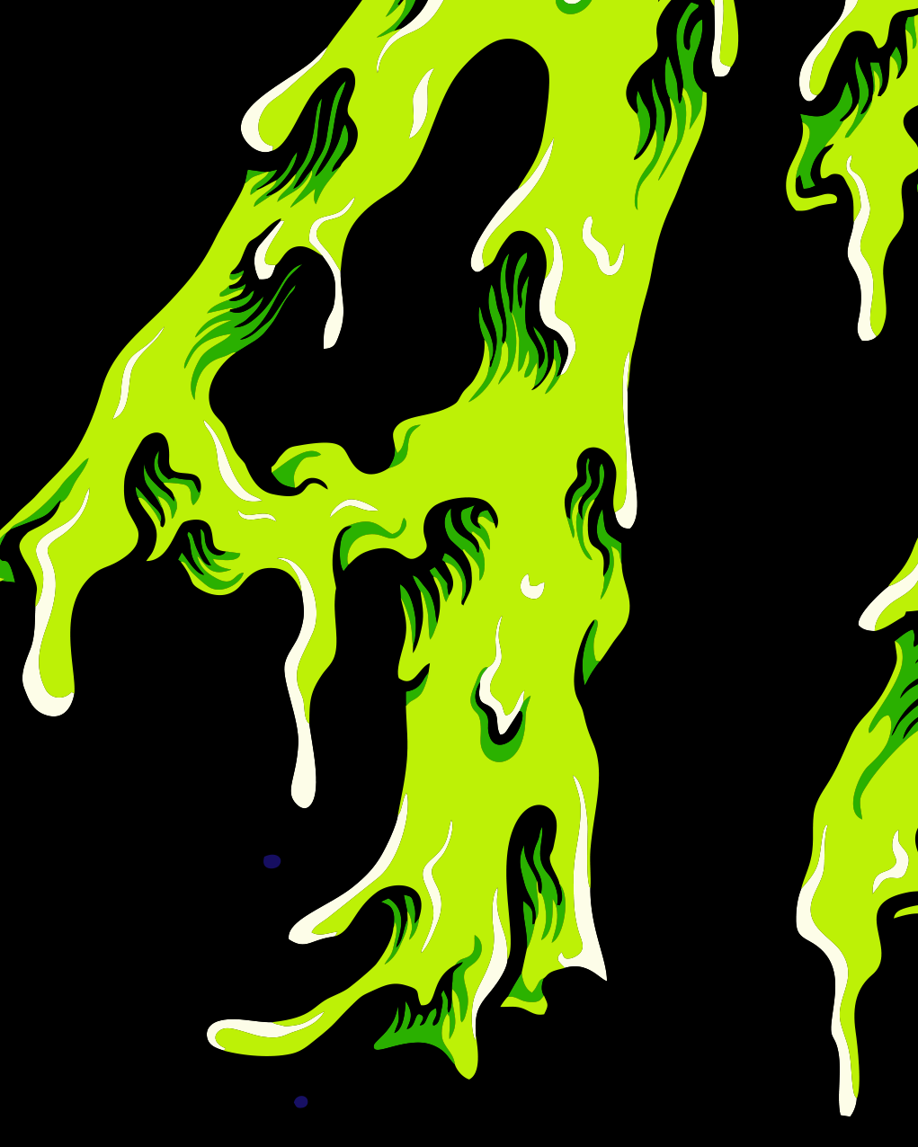 StonerDays men's long sleeve 420 shirt in green with dripping design, front view on black background