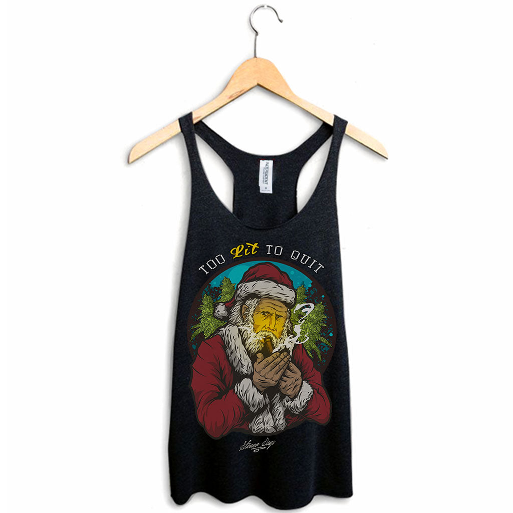 StonerDays Too Lit To Quit Women's Racerback Tank Top in Black, Sizes S-2XL