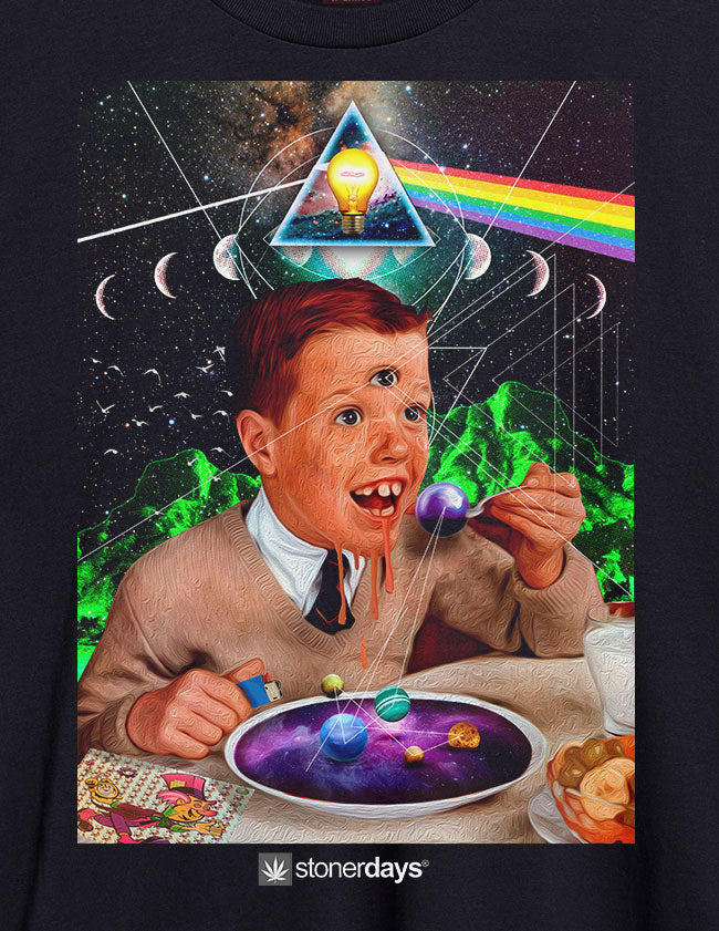 StonerDays Men's Tank with cosmic design, rainbow colors, front view on a black background