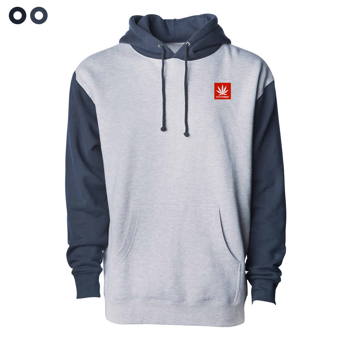 StonerDays Two Tone Hoodie in Blue, Size Small, Front View on Seamless White Background