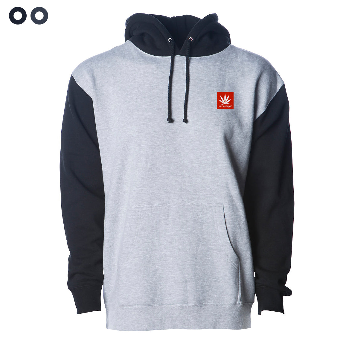 StonerDays Two Tone Hoodie in gray and black, front view on a white background, small size