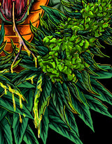 StonerDays Venom Og T-Shirt featuring vibrant green cannabis leaf design on black background
