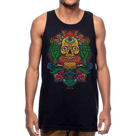 StonerDays Voodoo Mary Janes Spell Tank Top, colorful front print on black, unisex fit