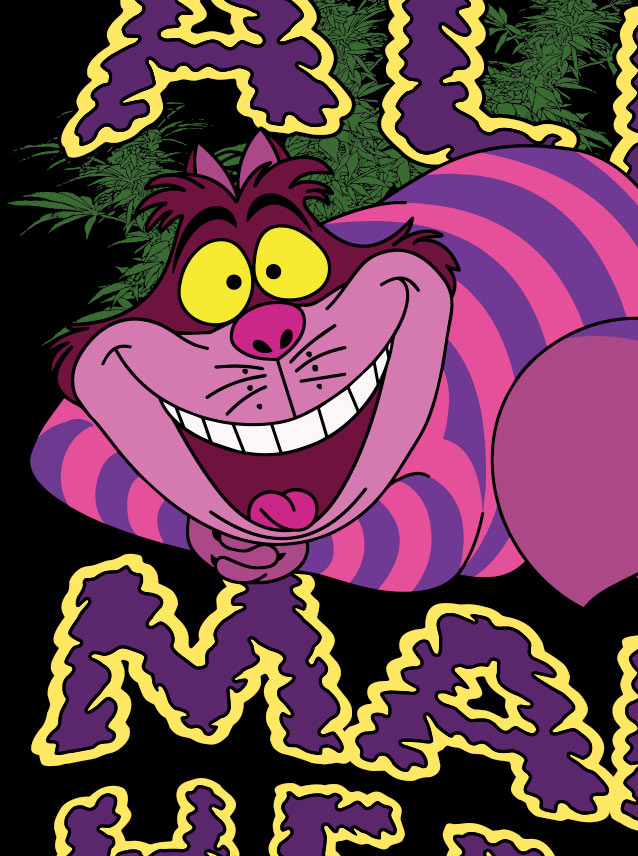 StonerDays 'We're All Mad Here' Hoodie featuring Cheshire Cat graphic on green background