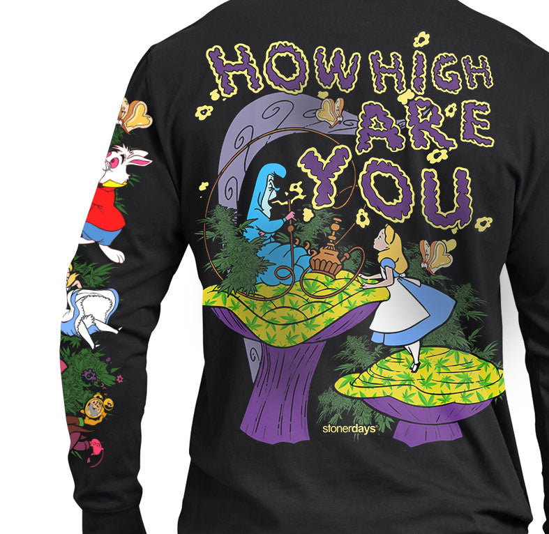 StonerDays 'We're All Mad Here' Long Sleeve Shirt - Rear View with Graphic Design