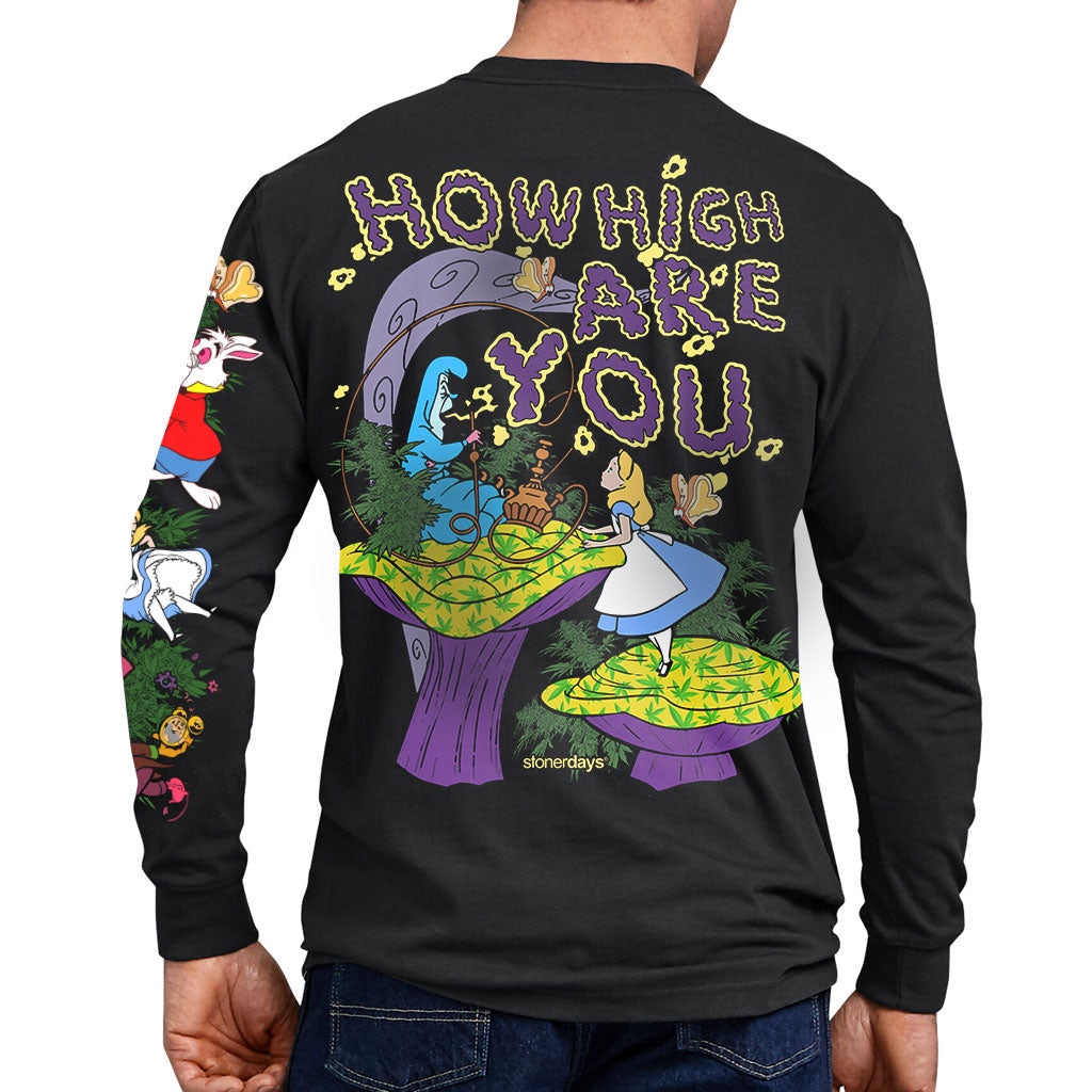 StonerDays 'We're All Mad Here' Long Sleeve T-shirt, Back View, Men's, Cotton, USA Made