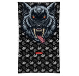 StonerDays Werewolf Neck Gaiter in gray with cannabis leaf pattern, front view on white background