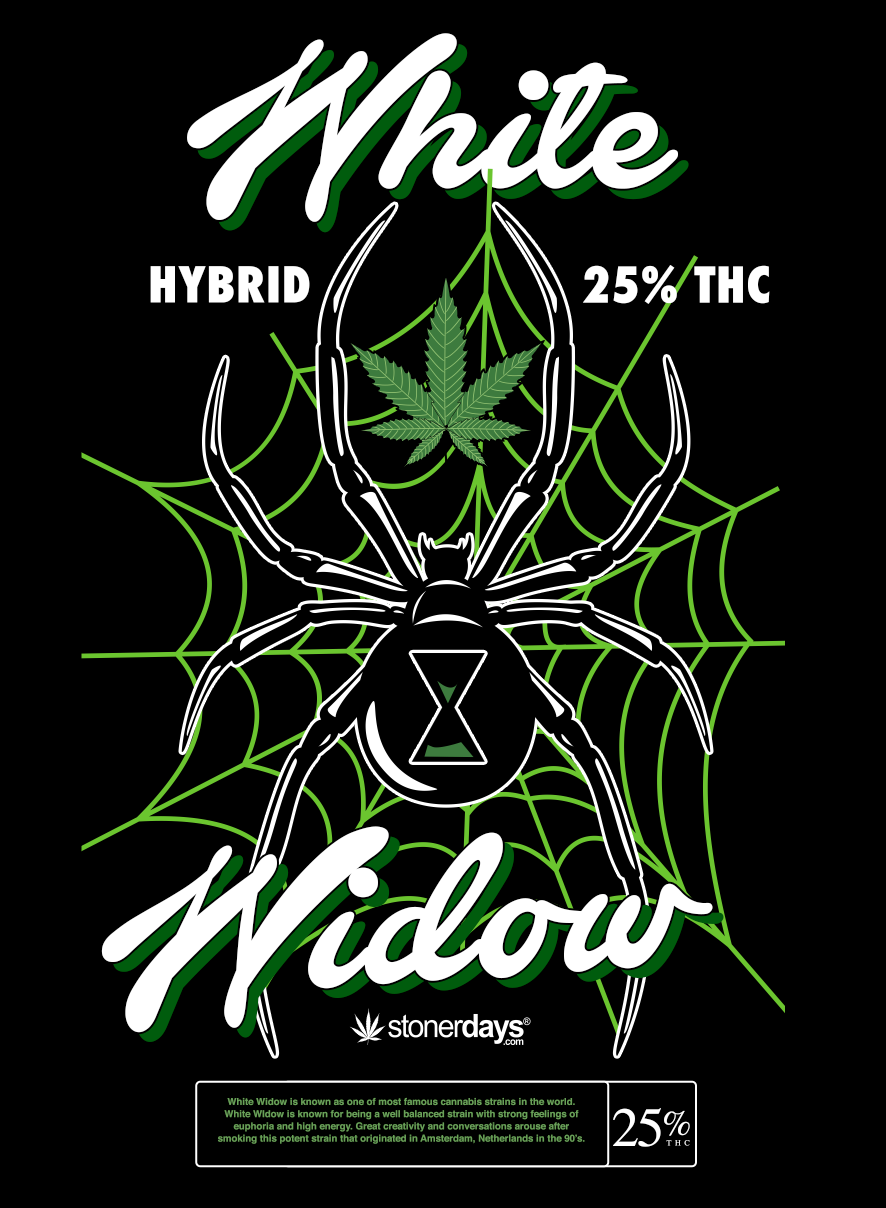 StonerDays White Widow Crop Top Hoodie in Black with Green Cannabis Leaf Design