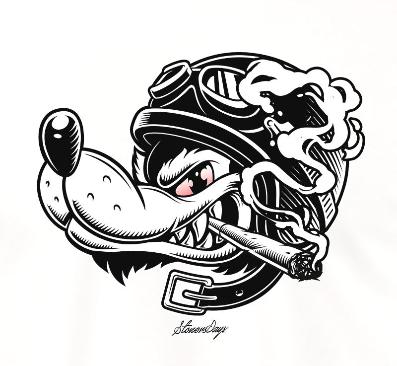 StonerDays Wolf Pack White Tee front view with bold graphic design on cotton fabric