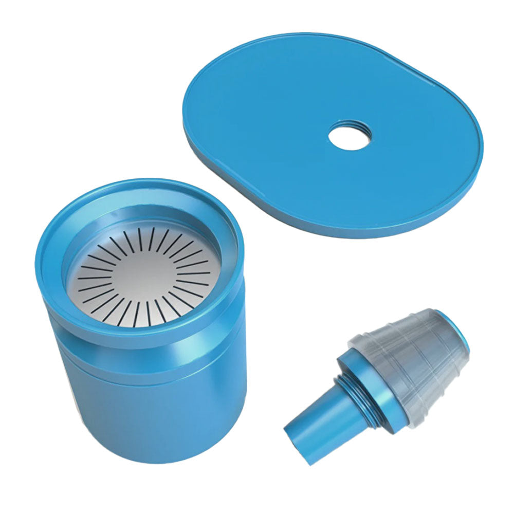 Stundenglass x Cookies Gravity Infuser Water Pipe in blue, disassembled view showing all components