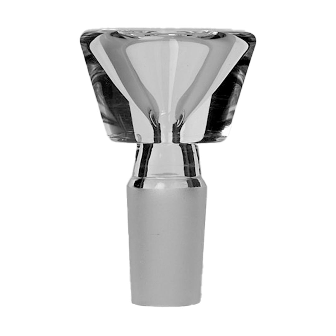 MJ Arsenal Summit Flower Bowl 14mm, clear glass with black accents, front view on white background