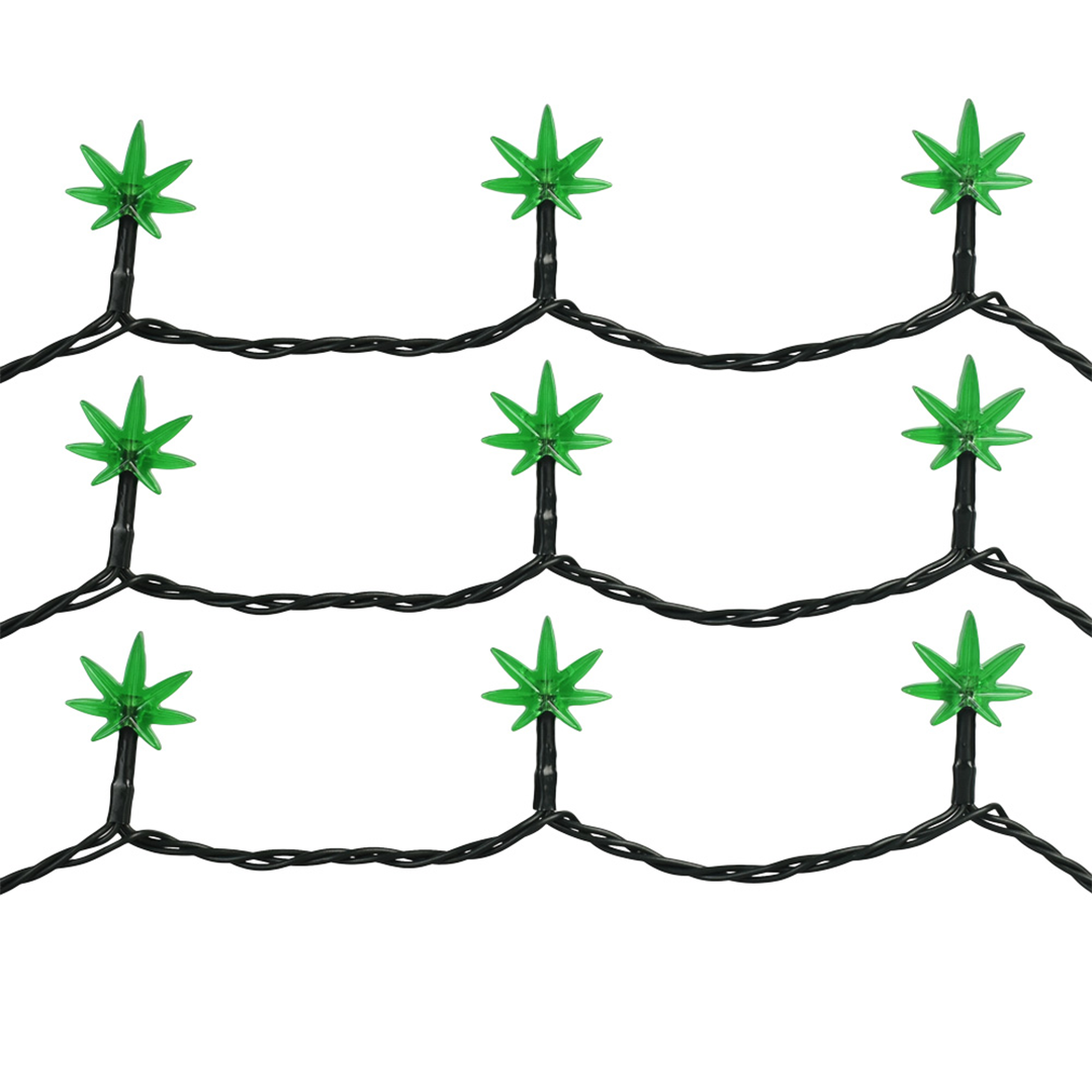 Pulsar 12Ft LED string lights with green hemp leaf design, perfect for home decor