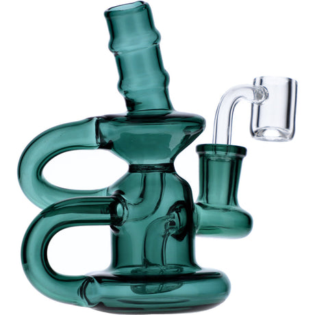 Teal Mini Recycler Water Pipe with Quartz Banger Front View for Concentrates by Valiant Distribution