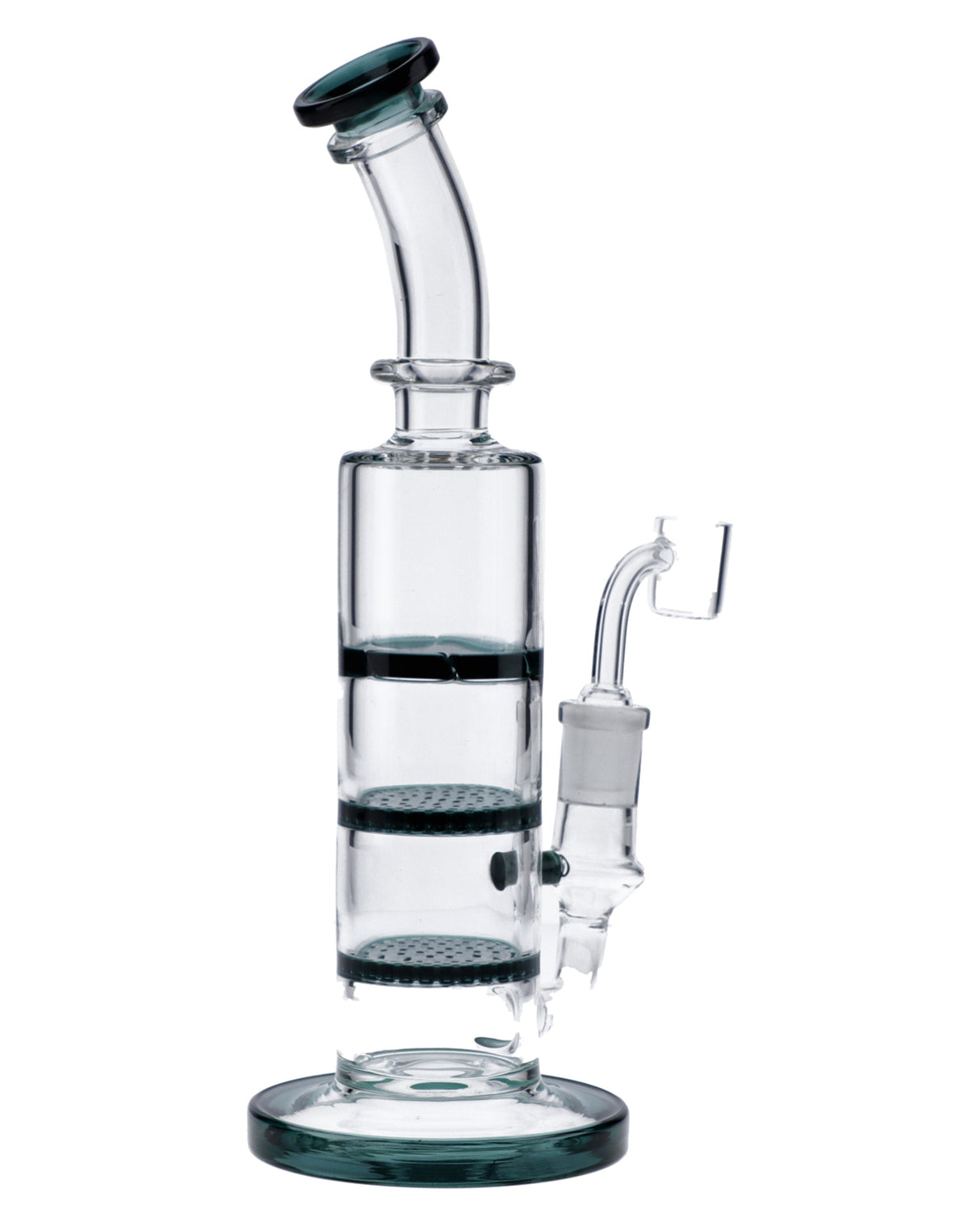 Teal Triple Honeycomb Dab Rig by Valiant Distribution, 9.5in with 90 Degree Joint