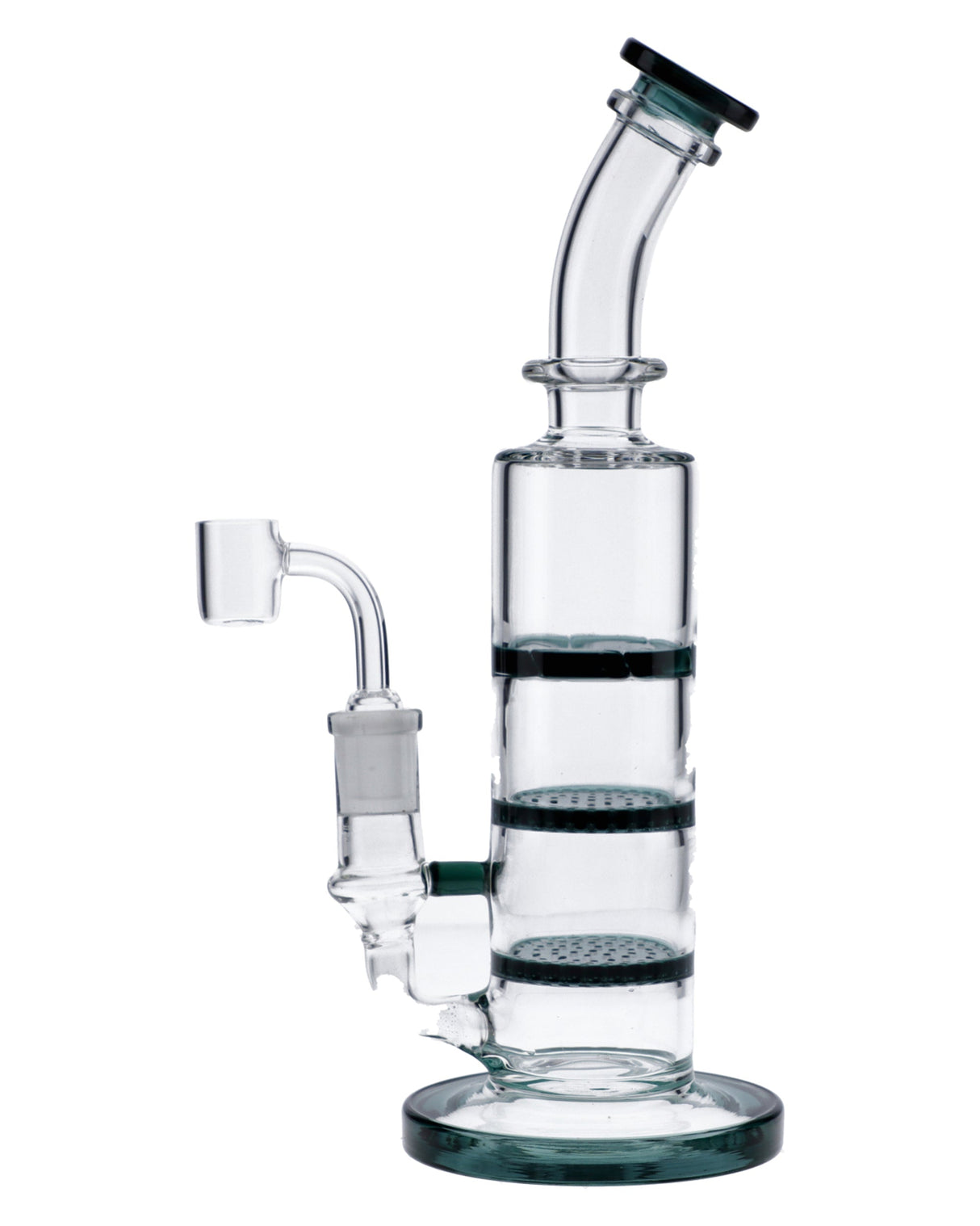 Valiant Distribution Teal Triple Honeycomb Dab Rig, 9.5in with Banger Hanger Design