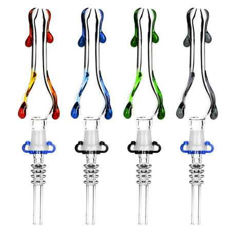 Assorted Terp Drip 7.5" Dab Straws with Colorful Glass Detailing and Titanium/Quartz Tips