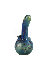 Blue Cosmic Bubbler with fumed glass design and detachable bowl, 45-degree joint - side view