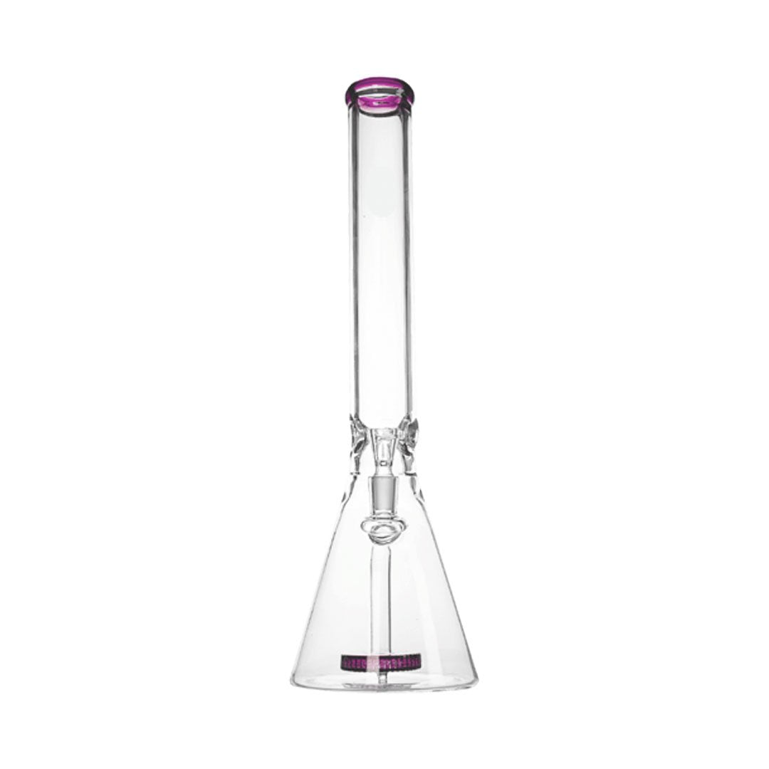 Hemper Beast Bong 12" in Clear with Pink Accents, Borosilicate Glass, Front View