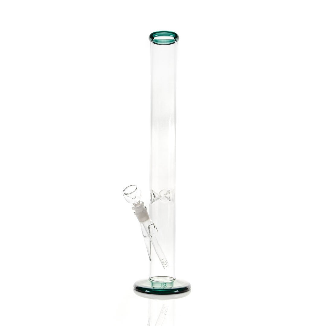 Hemper Classic Tube Bong in Teal, 21" Tall Borosilicate Glass with 14mm Joint, Front View