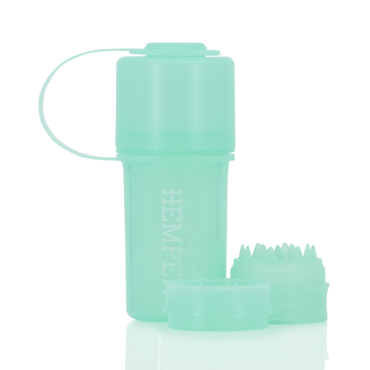 Hemper The Keeper™ 3-Part Grinder in Glow Blue with Storage, Front View