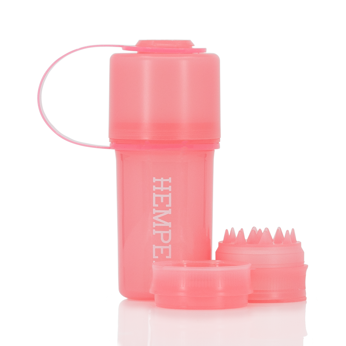 Hemper The Keeper™ 3-Part Grinder in Glow Pink with Stash Storage - Front View
