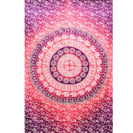 ThreadHeads Pink Mandala Tapestry with Elephant Design, 55" x 83", for Home Decor