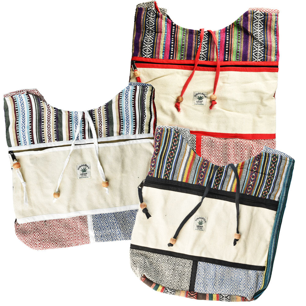 ThreadHeads Wooden Beads Hemp Sling Bag in assorted colors, 15"x15" with stylish patterns