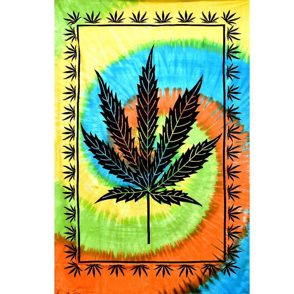 ThreadHeads Tie-Dye Hemp Leaf Tapestry