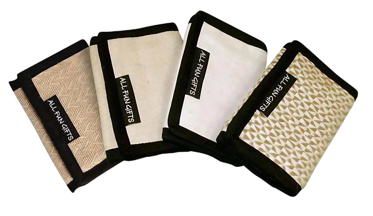 ThreadHeads Tri-Fold Hemp Wallets in assorted colors, compact and portable design