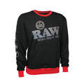 RAW Iconic Logo Black Crewneck Sweatshirt with Red Accents - Front View