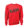 RAW Iconic Logo Red Crewneck Sweatshirt, Small - Front View on White Background