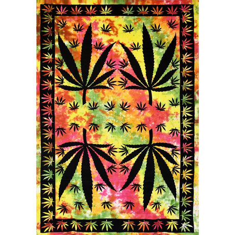 ThreadHeads Tie-Dye Hemp Leaf Tapestry