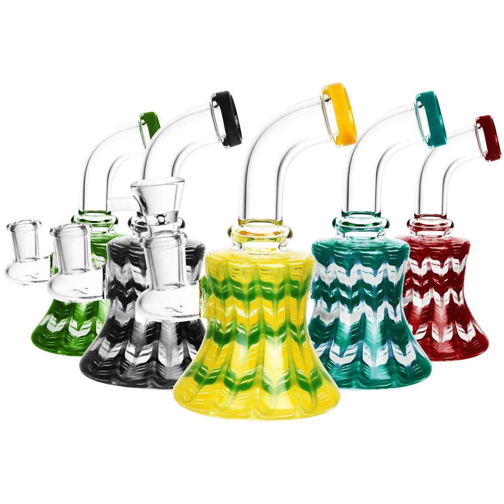 Colorful Tie-Dye Mini Borosilicate Glass Water Pipes with 90 Degree Joints, 5.5" Height