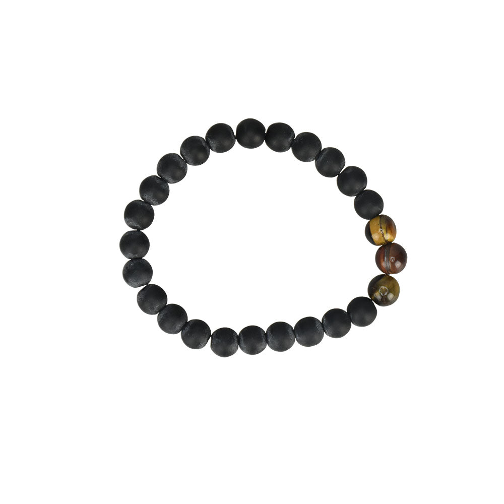 Tigers Eye & Lava Stone Bracelet, 12pc set, perfect for stoner-mom, top view