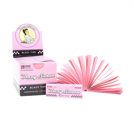 Blazy Susan Pink Perforated Rolling Filter Tips, 25 Pack Displayed Fan-Style