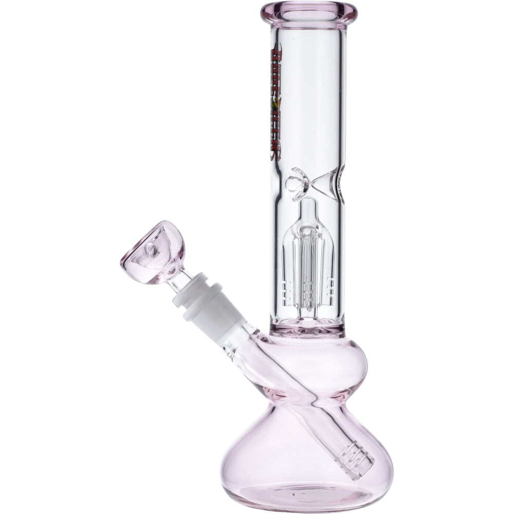 Tokyo Pink Dopezilla 12" Beaker Water Pipe with Percolator, Front View on White Background