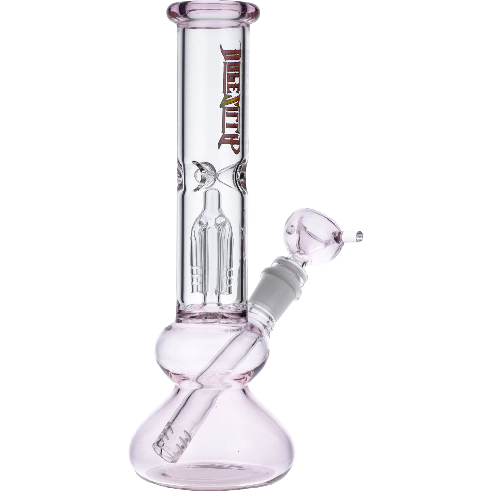 Tokyo Pink Dopezilla Beaker Water Pipe with Percolator, 12" Tall, Front View