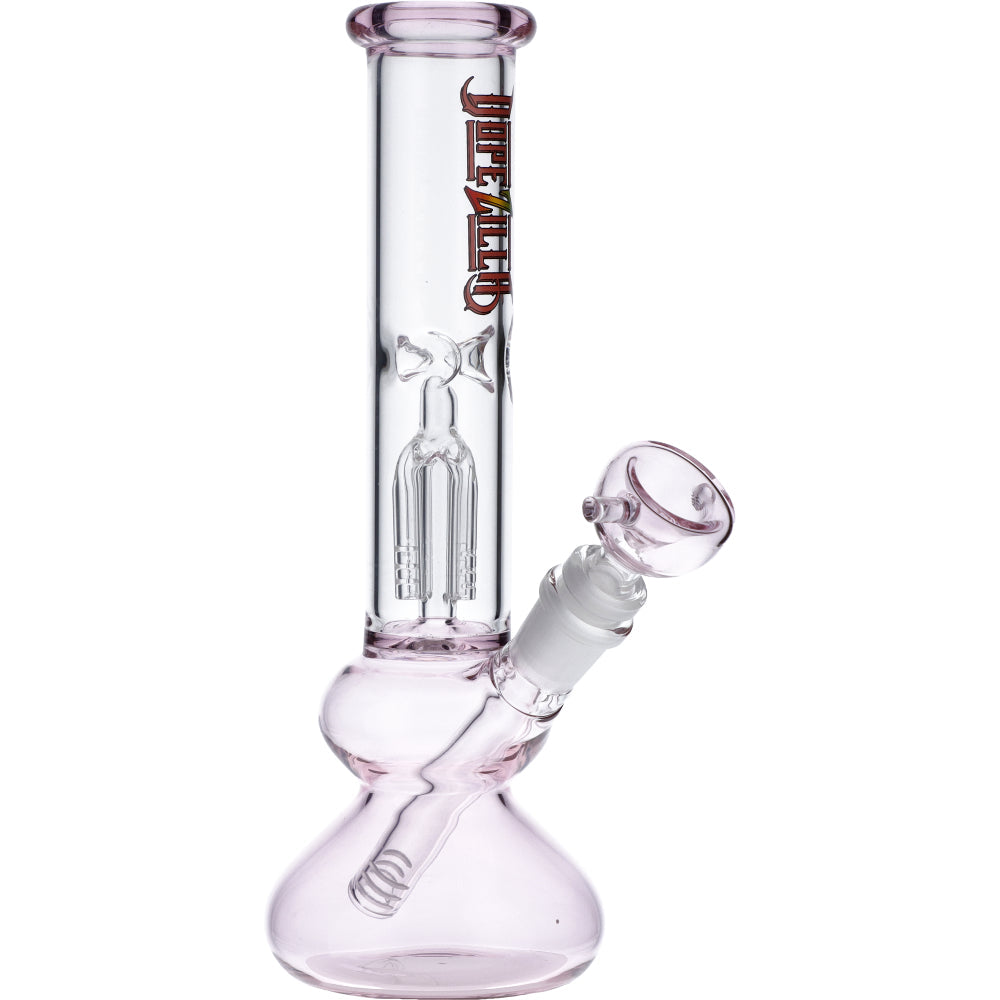 Tokyo Pink Dopezilla 12" Beaker Water Pipe, Borosilicate Glass, Front View on White