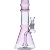 Valiant Distribution 8in Transparent Pink Beaker Water Pipe with Quartz Bowl Front View