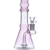 8" Valiant Distribution Transparent Pink Beaker Water Pipe with Quartz Bowl, Front View