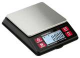 Truweigh Black Lux Digital Mini Scale angled view with illuminated display