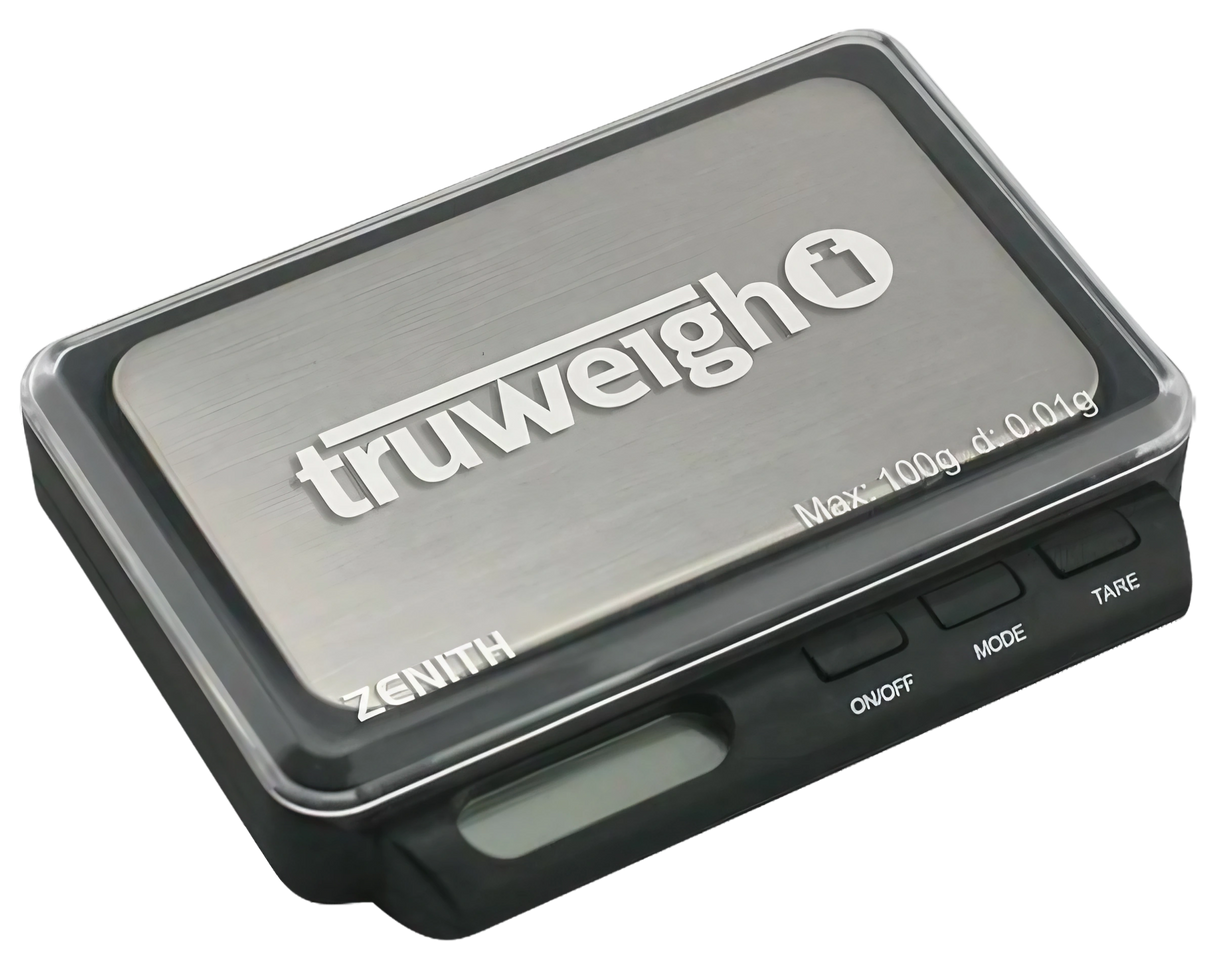 Truweigh Zenith Digital Mini Scale angled view showing 0.01g precision and buttons