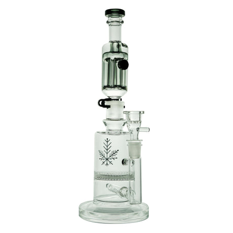 Freeze Pipe Mini Bong with glycerin chamber and snowflake design, front view on white background