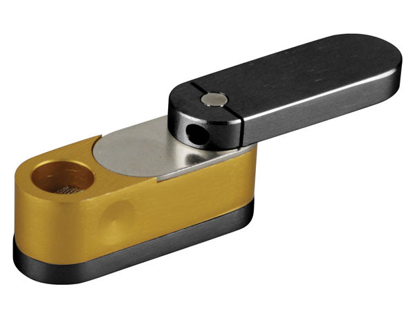 Gold and Silver Two Tone Metal Twist-Out Pipe with Built-in Storage - 2.2" Compact Design