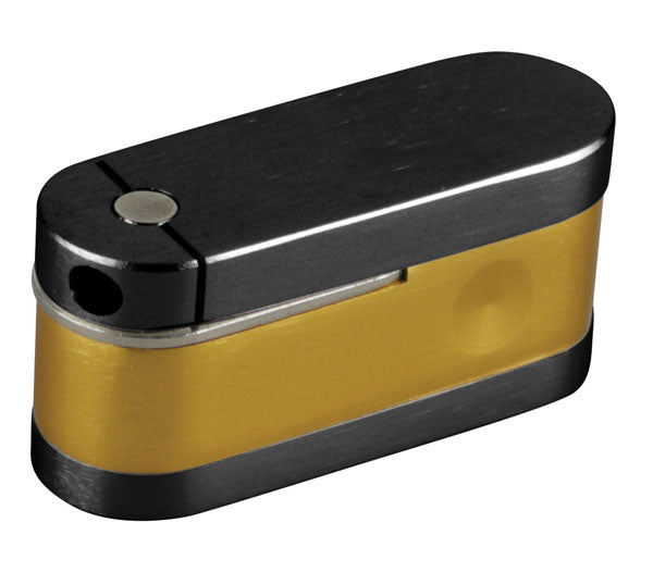 Compact Two Tone Metal Twist-Out Pipe with Storage, Gold and Silver, 2.2" - Top View