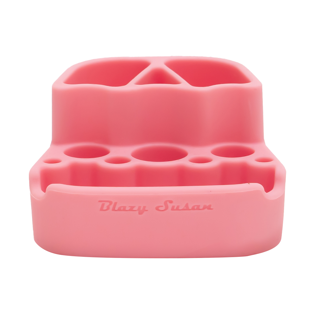 Blazy Susan Pink Spinning Rolling Tray with Multiple Compartments - Front View