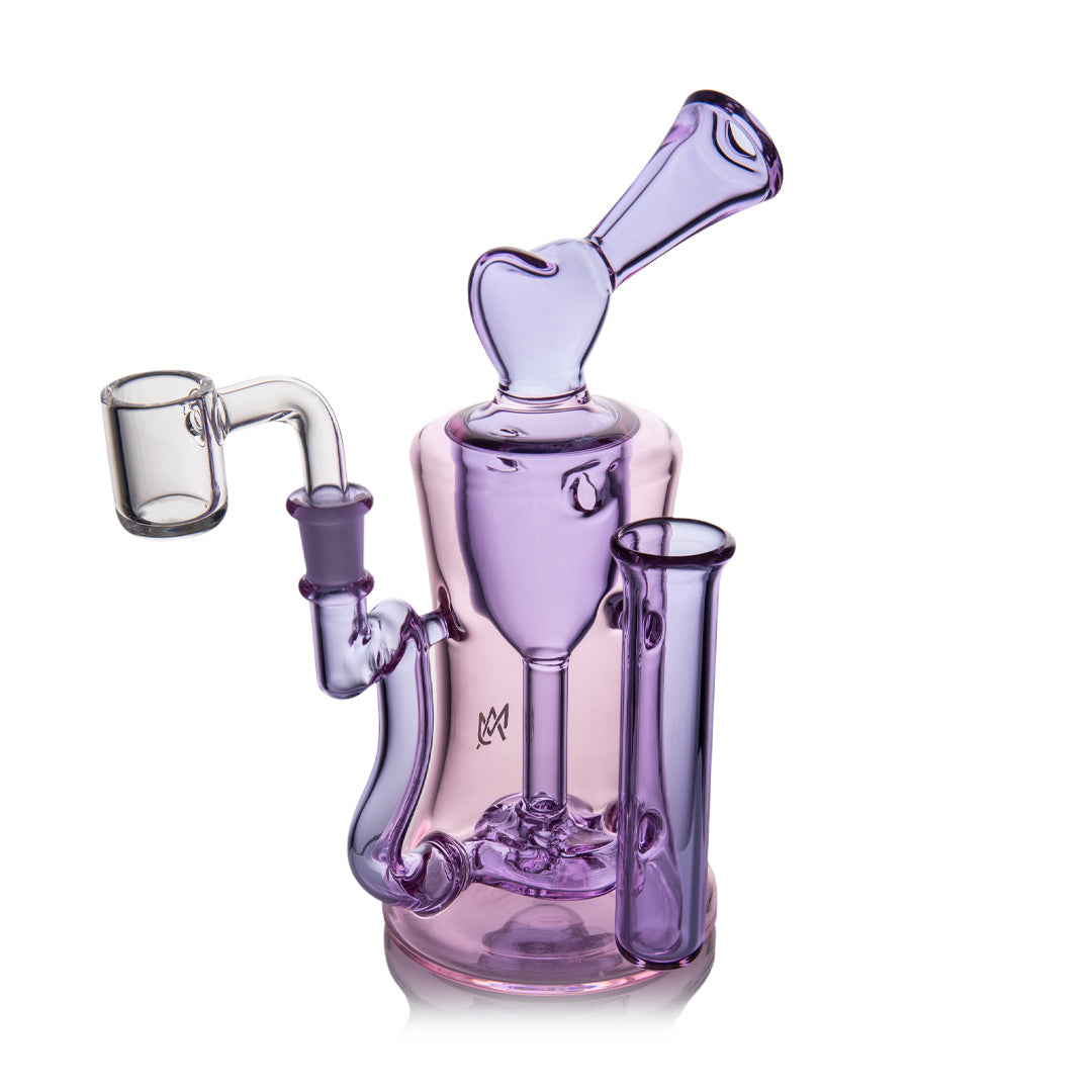 MJ Arsenal The Petal Rig in pink, Valentine's 2024 edition with quartz bucket, angled side view
