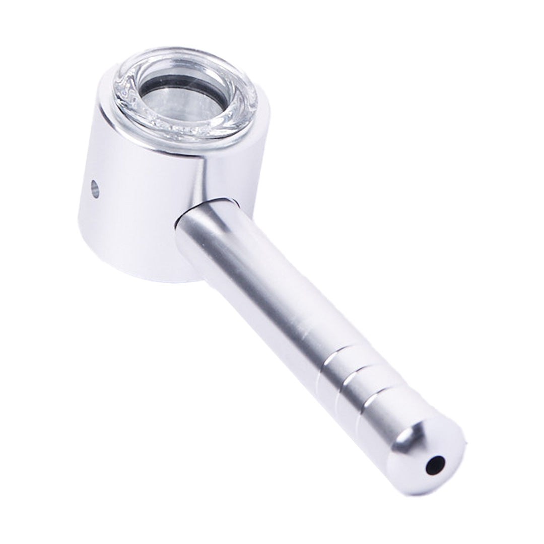 Cheech Glass Metal Pipe with Glass Bowl in Silver - Durable Easy-to-Clean Design